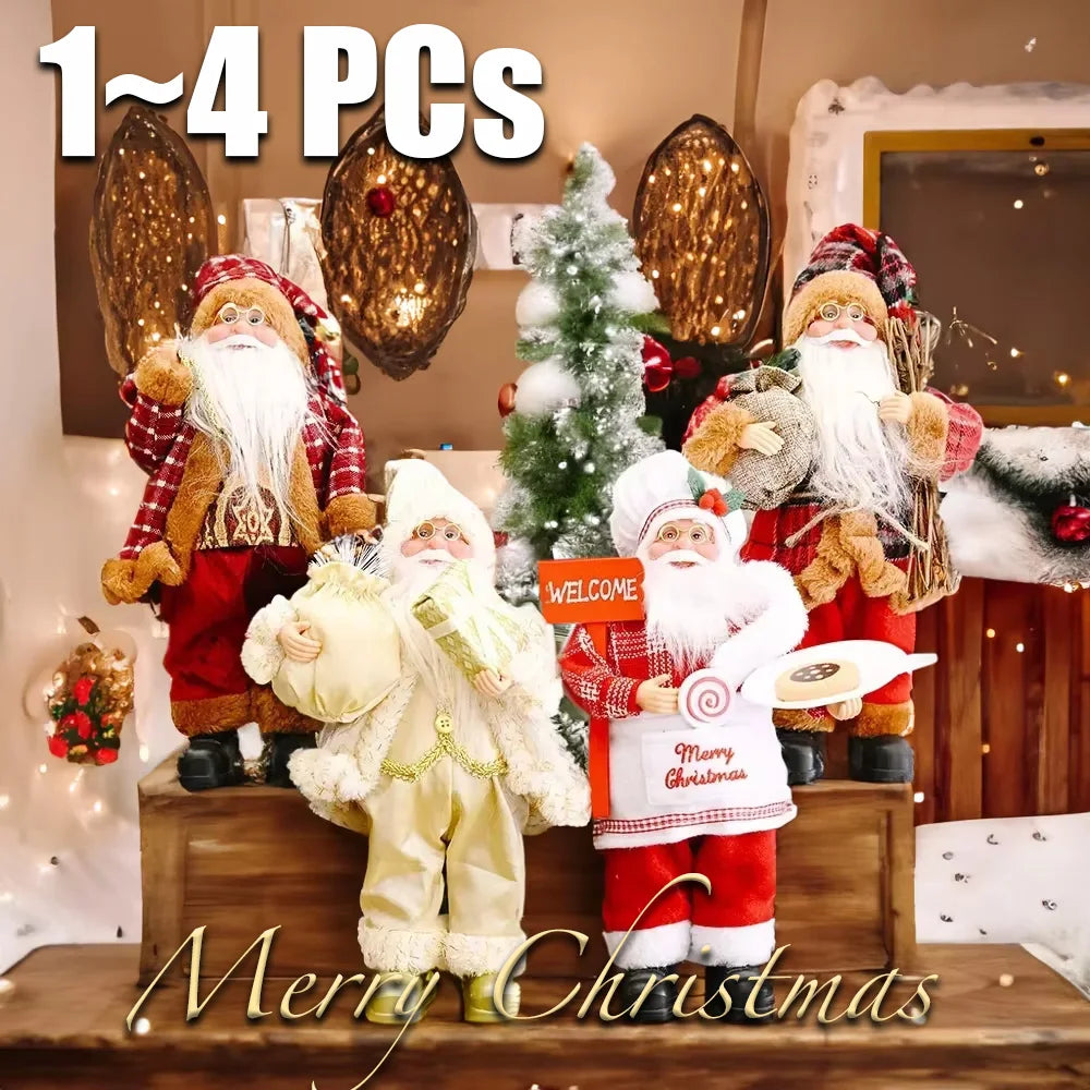 1~4PCS Santa Claus Figurine Doll Children Xmas Gift Christmas Tree Decorations 2024 Navidad Home Party Supplies Figure Ornaments
